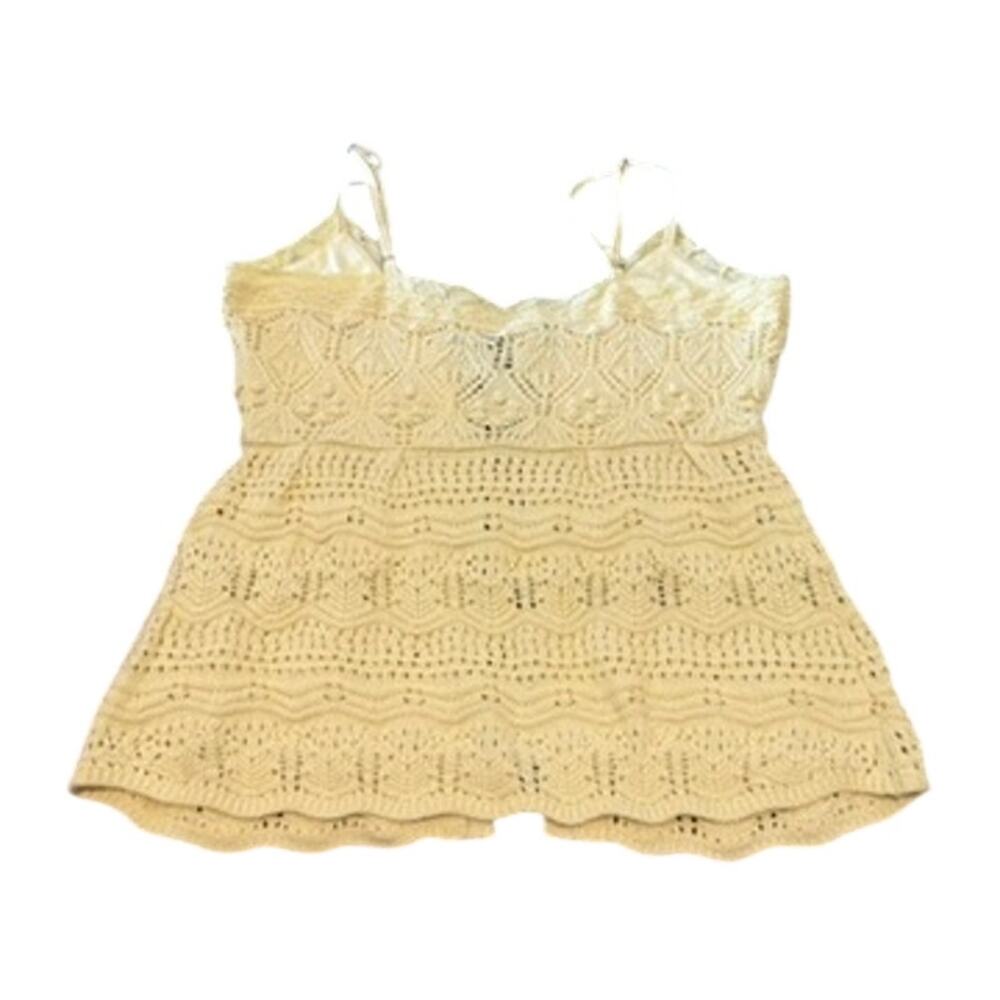 Hollister Crochet Style Tie Front Sweater Tank in Yellow, Size M - Picture 4 of 5